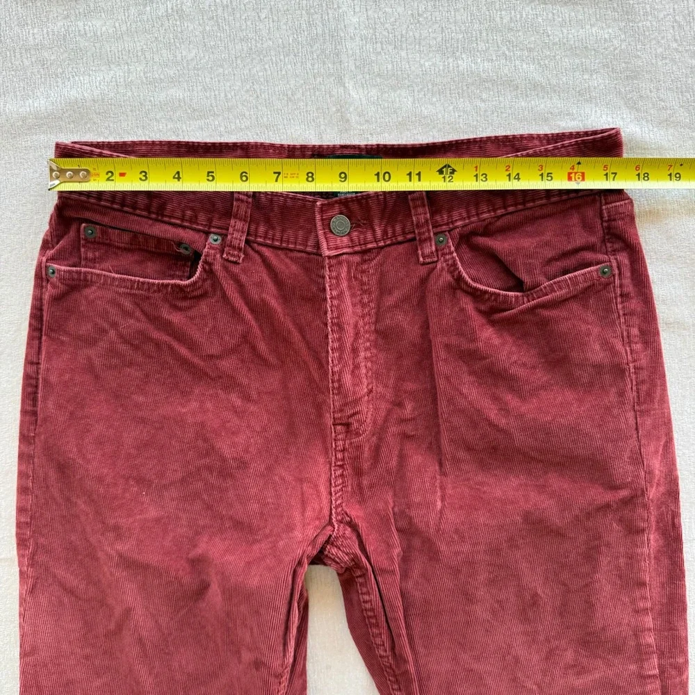 Banana Republic Mens Slim Fit Corduroy Pants 34x32 Burgundy Red Cotton Stretch